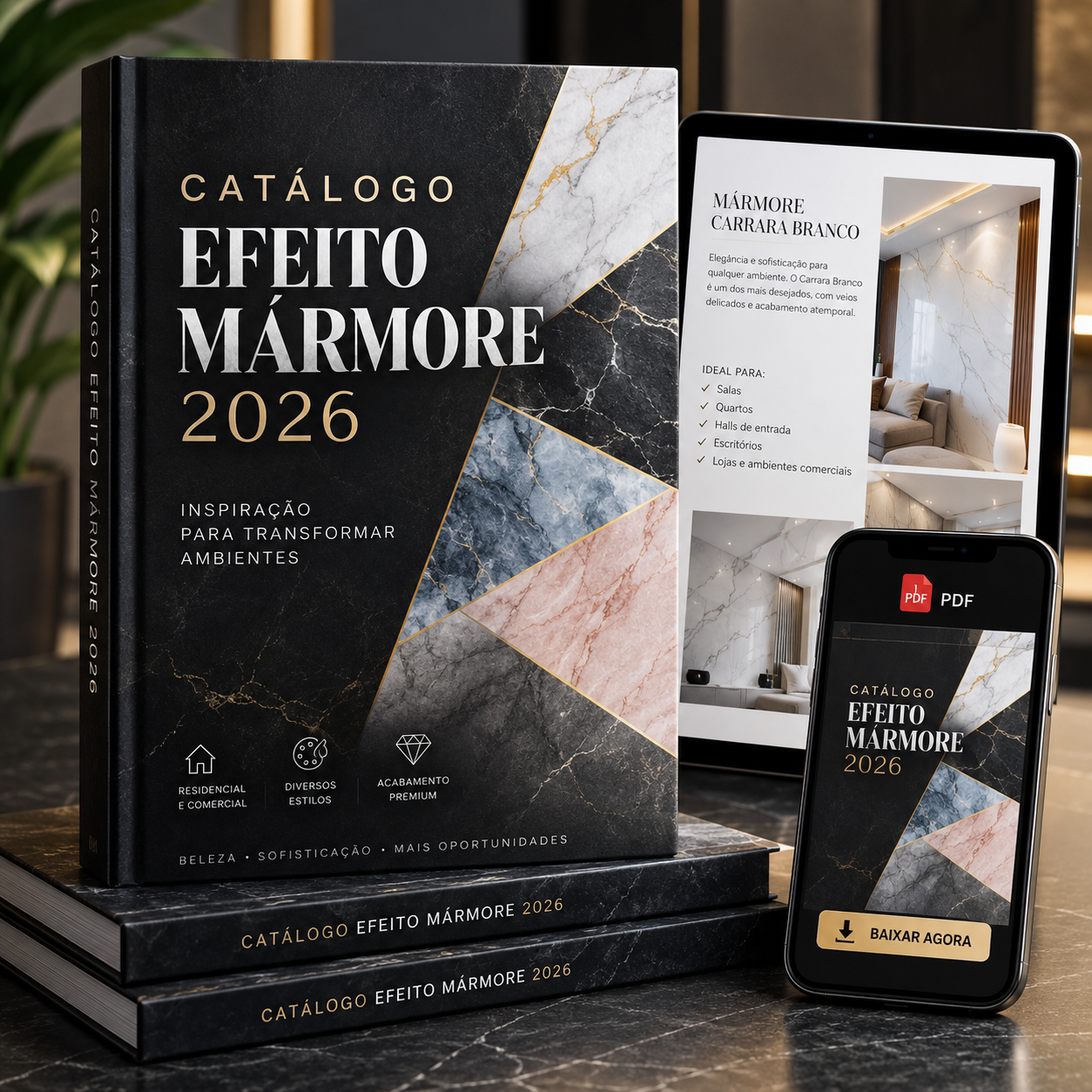Catálogo de efeito mármore